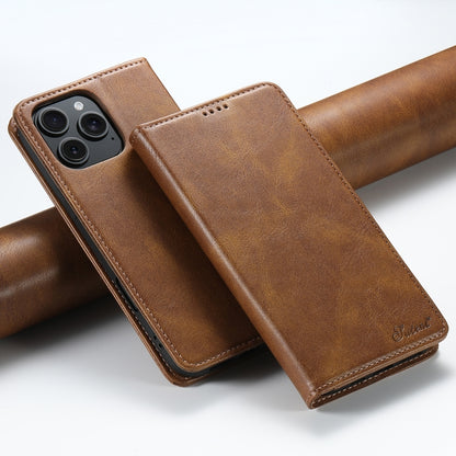 For iPhone 16 Pro Max Suteni J02 Oil Wax Wallet Leather Phone Case(Brown) - iPhone 16 Pro Max Cases by Suteni | Online Shopping South Africa | PMC Jewellery | Buy Now Pay Later Mobicred