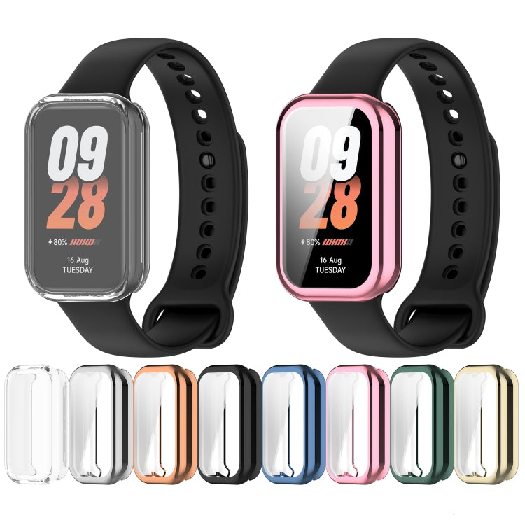 For Xiaomi Smart Band 8 Active Full Package TPU Electroplated Watch Protective Case(Transparent) - Watch Cases by PMC TechLife | Online Shopping South Africa | PMC TechLife | Buy Now Pay Later Mobicred