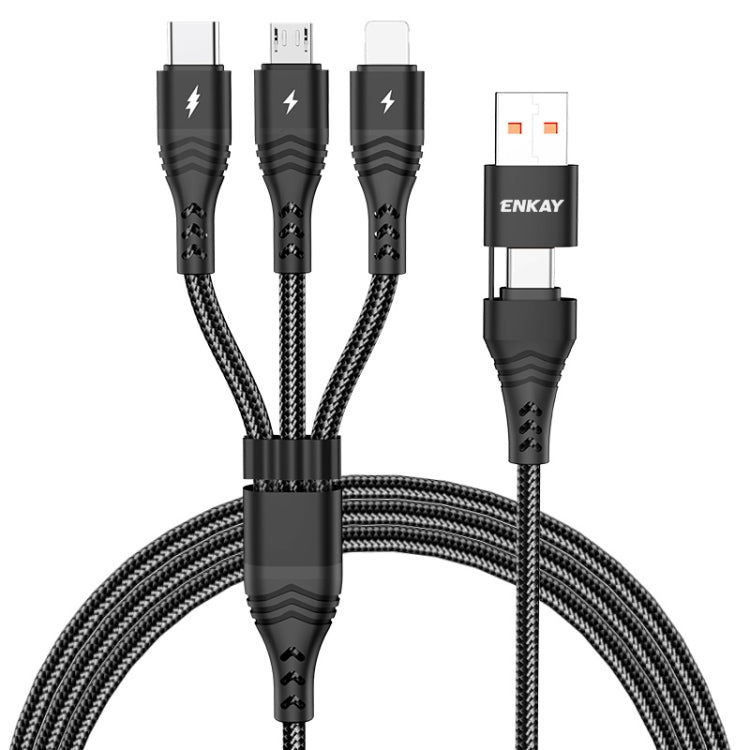 ENKAY 6-in-1 5A USB / Type-C to Type-C / 8 Pin / Micro USB Multifunction Fast Charging Cable, Cable Length:2m(Black) - Multifunction Cable by ENKAY | Online Shopping South Africa | PMC Jewellery | Buy Now Pay Later Mobicred