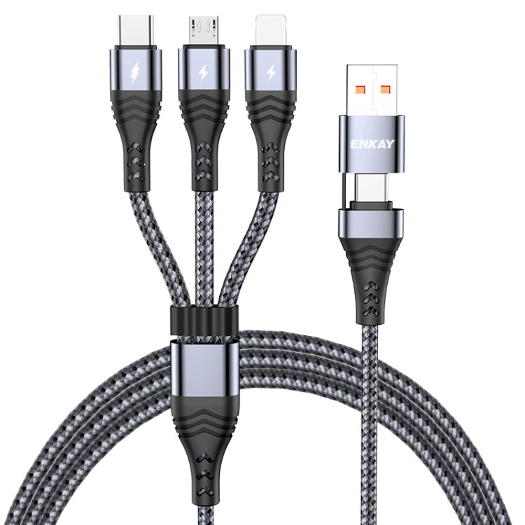 ENKAY 6-in-1 5A USB / Type-C to Type-C / 8 Pin / Micro USB Multifunction Fast Charging Cable, Cable Length:2m(Grey) - Multifunction Cable by ENKAY | Online Shopping South Africa | PMC Jewellery | Buy Now Pay Later Mobicred