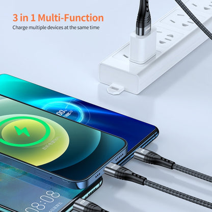 ENKAY 3-in-1 6A USB to Type-C / 8 Pin / Micro USB Multifunction Fast Charging Cable, Cable Length:1m(Grey) - Multifunction Cable by ENKAY | Online Shopping South Africa | PMC Jewellery | Buy Now Pay Later Mobicred