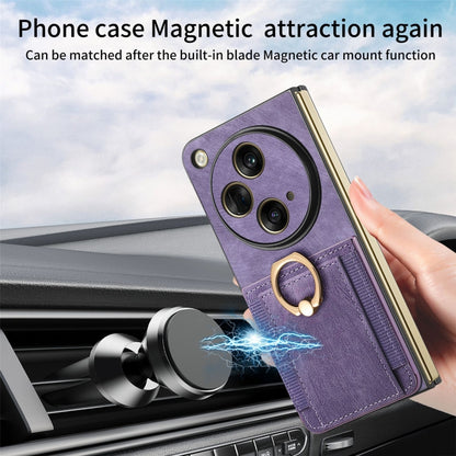 For OPPO Find N3 Retro Skin-feel Ring Multi-card Wallet Phone Case(Purple) - Find N3 Cases by PMC Jewellery | Online Shopping South Africa | PMC Jewellery