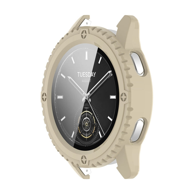 For Xiaomi Watch S3 ENKAY Hat-Prince Full Coverage PC + Tempered Glass Film Integrated Watch Case(Ivory White) - Watch Cases by ENKAY | Online Shopping South Africa | PMC Jewellery | Buy Now Pay Later Mobicred