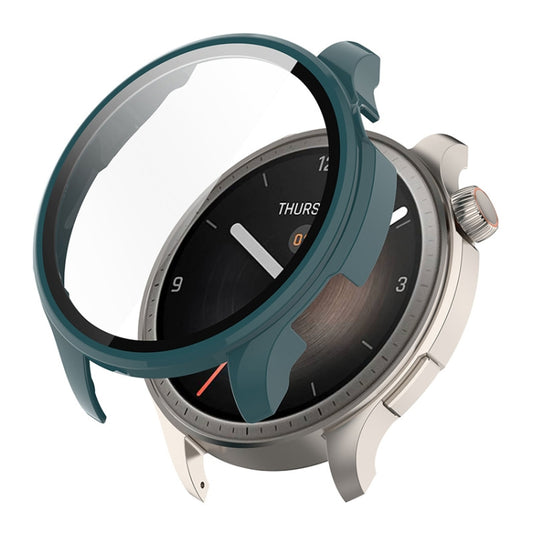 For Amazfit Balance A2286 ENKAY Hat-Prince Full Coverage Tempered Glass Film Integrated PC Watch Case(Dark Green) - Watch Cases by ENKAY | Online Shopping South Africa | PMC Jewellery