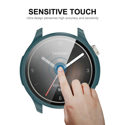 For Amazfit Balance A2286 ENKAY Hat-Prince Full Coverage Tempered Glass Film Integrated PC Watch Case(Dark Green) - Watch Cases by ENKAY | Online Shopping South Africa | PMC Jewellery