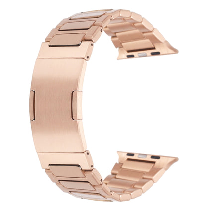 For Apple Watch Series 8 41mm Stainless Steel H-Shaped Fold Buckle Watch Band(Rose Gold) - Watch Bands by PMC Jewellery | Online Shopping South Africa | PMC Jewellery