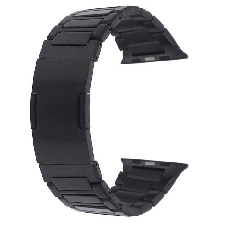 For Apple Watch Series 7 41mm Stainless Steel H-Shaped Fold Buckle Watch Band(Black) - Watch Bands by PMC Jewellery | Online Shopping South Africa | PMC Jewellery