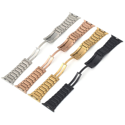 For Apple Watch Series 9 45mm Stainless Steel H-Shaped Fold Buckle Watch Band(Gold) - Watch Bands by PMC Jewellery | Online Shopping South Africa | PMC Jewellery