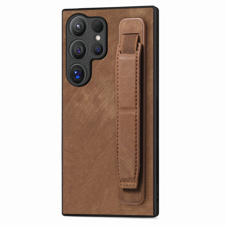 For Samsung Galaxy S24 Ultra 5G Retro Wristband Holder Leather Back Phone Case(Brown) - Galaxy S24 Ultra 5G Cases by PMC Jewellery | Online Shopping South Africa | PMC Jewellery