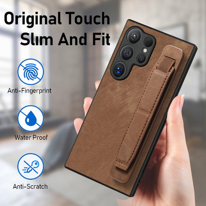 For Samsung Galaxy S24 Ultra 5G Retro Wristband Holder Leather Back Phone Case(Brown) - Galaxy S24 Ultra 5G Cases by PMC Jewellery | Online Shopping South Africa | PMC Jewellery