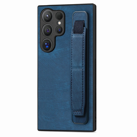 For Samsung Galaxy S24 Ultra 5G Retro Wristband Holder Leather Back Phone Case(Blue) - Galaxy S24 Ultra 5G Cases by PMC Jewellery | Online Shopping South Africa | PMC Jewellery