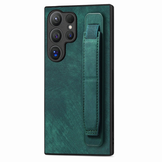 For Samsung Galaxy S24 Ultra 5G Retro Wristband Holder Leather Back Phone Case(Green) - Galaxy S24 Ultra 5G Cases by PMC Jewellery | Online Shopping South Africa | PMC Jewellery