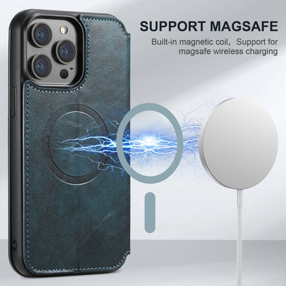 For iPhone 15 Pro Max Suteni J05 Leather Magnetic MagSafe Phone Case(Blue) - iPhone 15 Pro Max Cases by Suteni | Online Shopping South Africa | PMC Jewellery | Buy Now Pay Later Mobicred