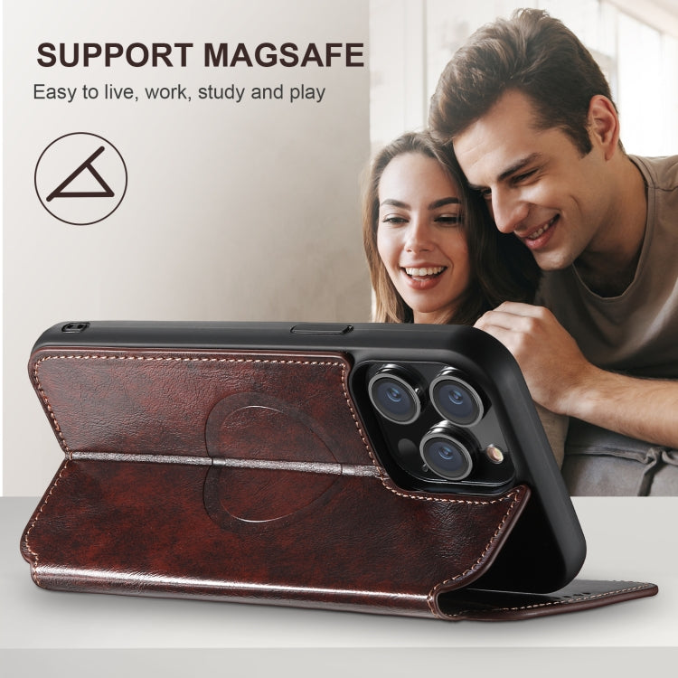 For iPhone 16 Pro Suteni J05 Leather Magnetic MagSafe Phone Case(Brown) - iPhone 16 Pro Cases by Suteni | Online Shopping South Africa | PMC Jewellery | Buy Now Pay Later Mobicred