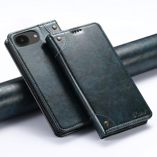 For iPhone 16e Suteni Baroque Calf Texture Buckle Wallet Leather Phone Case(Blue) - iPhone 16e Cases by Suteni | Online Shopping South Africa | PMC Jewellery | Buy Now Pay Later Mobicred