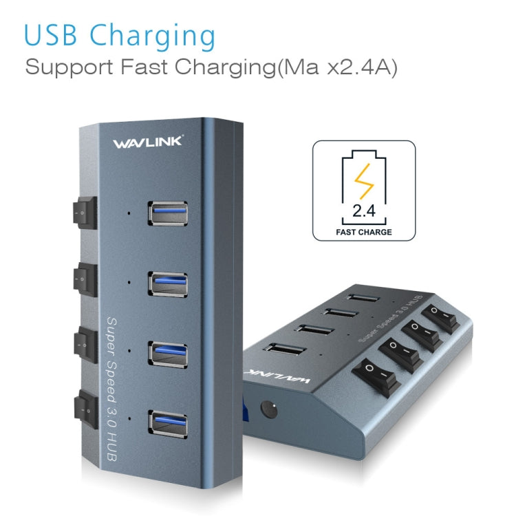 WAVLINK WL-UH3049 USB 3.0 4-Ports Desktop Fast Charger Station with Independent Switch(AU Plug) - USB 3.0 HUB by WAVLINK | Online Shopping South Africa | PMC Jewellery | Buy Now Pay Later Mobicred