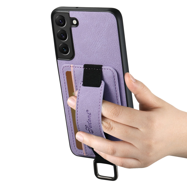 For Samsung Galaxy S24+ 5G Suteni H13 Litchi Leather Wrist Strap Wallet Back Phone Case(Purple) - Galaxy S24+ 5G Cases by Suteni | Online Shopping South Africa | PMC Jewellery | Buy Now Pay Later Mobicred