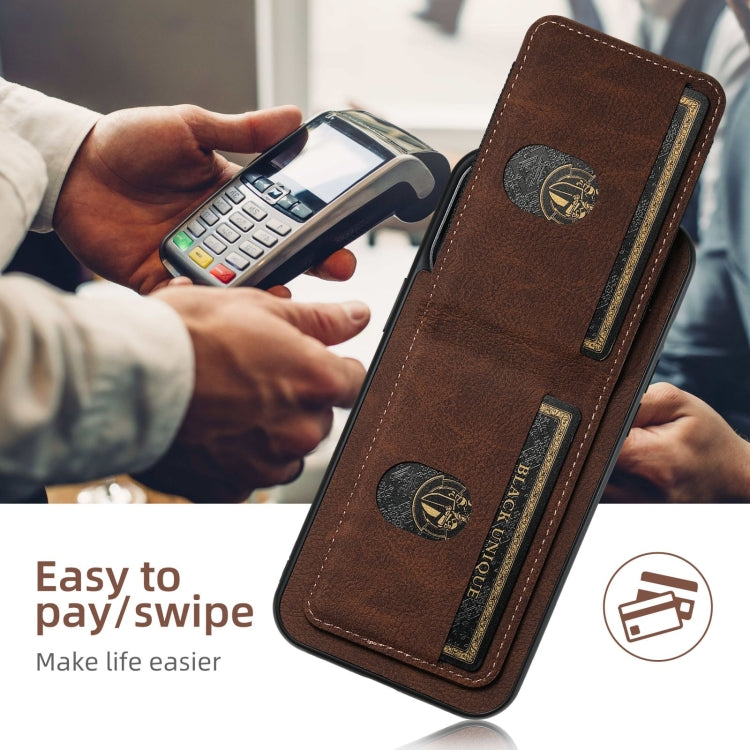 For iPhone 16 Pro Suteni H03 Litchi Leather Card Bag Stand Back Phone Case(Brown) - iPhone 16 Pro Cases by Suteni | Online Shopping South Africa | PMC Jewellery | Buy Now Pay Later Mobicred