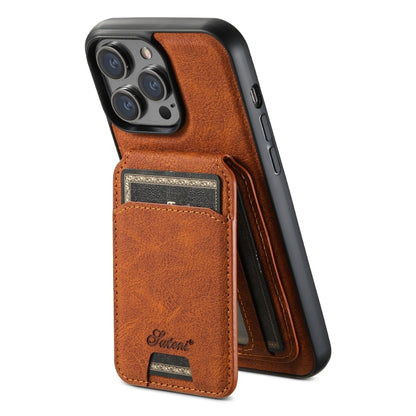 For iPhone 13 Pro Suteni H17 Litchi Texture Leather MagSafe Detachable Wallet Phone Case(Khaki) - iPhone 13 Pro Cases by Suteni | Online Shopping South Africa | PMC Jewellery | Buy Now Pay Later Mobicred