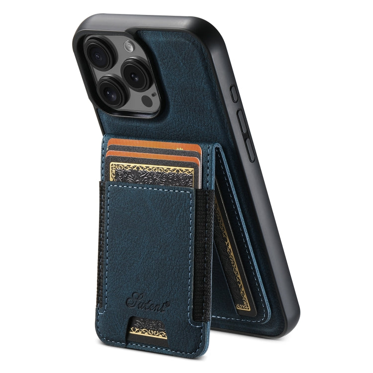 For iPhone 16 Pro Max Suteni H17 Litchi Texture Leather MagSafe Detachable Wallet Phone Case(Blue) - iPhone 16 Pro Max Cases by Suteni | Online Shopping South Africa | PMC Jewellery | Buy Now Pay Later Mobicred