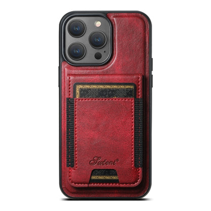 For iPhone 13 Pro Max Suteni H17 Oil Eax Leather MagSafe Detachable Wallet Phone Case(Red) - iPhone 13 Pro Max Cases by Suteni | Online Shopping South Africa | PMC Jewellery | Buy Now Pay Later Mobicred