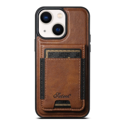 For iPhone 13 Suteni H17 Oil Eax Leather MagSafe Detachable Wallet Phone Case(Brown) - iPhone 13 Cases by Suteni | Online Shopping South Africa | PMC Jewellery | Buy Now Pay Later Mobicred