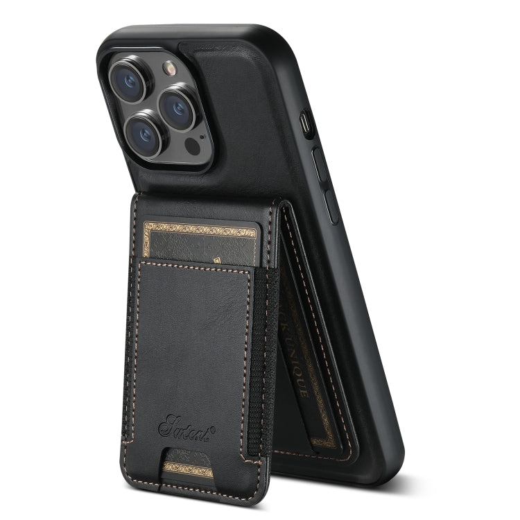 For iPhone 12 Pro Max Suteni H17 Oil Eax Leather MagSafe Detachable Wallet Phone Case(Black) - iPhone 12 Pro Max Cases by Suteni | Online Shopping South Africa | PMC Jewellery | Buy Now Pay Later Mobicred