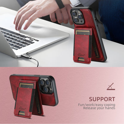 For iPhone 16 Pro Suteni H17 Oil Eax Leather MagSafe Detachable Wallet Phone Case(Red) - iPhone 16 Pro Cases by Suteni | Online Shopping South Africa | PMC Jewellery | Buy Now Pay Later Mobicred