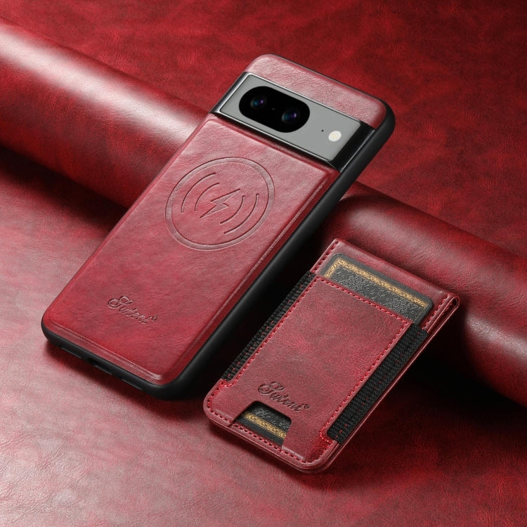 For Google Pixel 8 Suteni H17 Oil Eax Leather Detachable Wallet Phone Case(Red) - Google Cases by Suteni | Online Shopping South Africa | PMC Jewellery | Buy Now Pay Later Mobicred