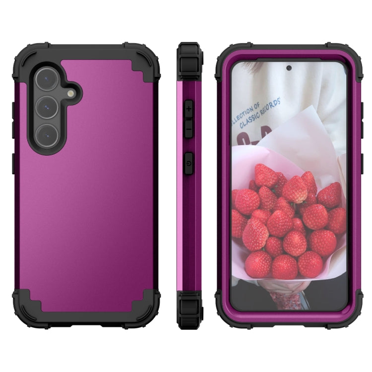 For Samsung Galaxy S24 5G 3 in 1 Silicone Hybrid PC Shockproof Phone Case(Dark Purple) - Galaxy S24 5G Cases by PMC Jewellery | Online Shopping South Africa | PMC Jewellery