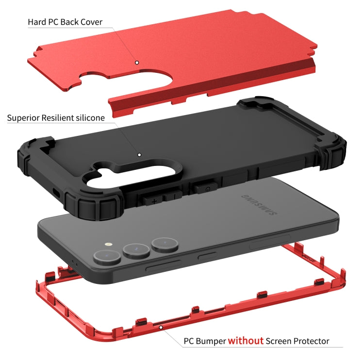 For Samsung Galaxy S24+ 5G 3 in 1 Silicone Hybrid PC Shockproof Phone Case(Red) - Galaxy S24+ 5G Cases by PMC Jewellery | Online Shopping South Africa | PMC Jewellery