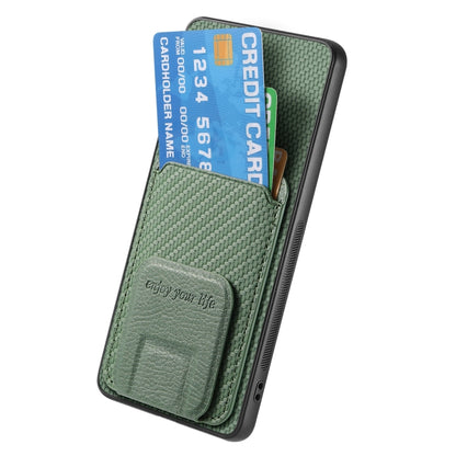 For Samsung Galaxy S25 Ultra 5G Carbon Fiber Card Bag Fold Stand Phone Case(Green) - Galaxy S25 Ultra 5G Cases by PMC Jewellery | Online Shopping South Africa | PMC Jewellery | Buy Now Pay Later Mobicred