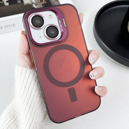 For iPhone 15 Plus MagSafe Lens Holder PC Hybrid TPU Phone Case(Red) - iPhone 15 Plus Cases by PMC Jewellery | Online Shopping South Africa | PMC Jewellery