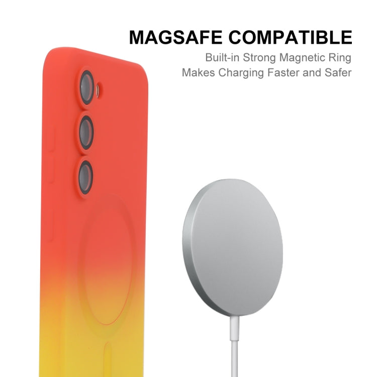 For Samsung Galaxy S23 5G ENKAY Hat-Prince MagSafe Rainbow Gradient Silicone Phone Case with Lens Film(Green Blue) - free shipping - PMC TechLife - Order now!