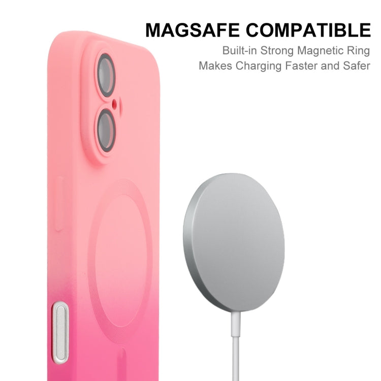 For iPhone 16 ENKAY Hat-Prince MagSafe Rainbow Gradient Silicone Phone Case with Lens Film(Pink Rose) - iPhone 16 Cases by ENKAY | Online Shopping South Africa | PMC Jewellery | Buy Now Pay Later Mobicred