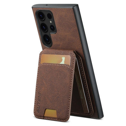 For Samsung Galaxy S24 Ultra 5G Suteni H02 Litchi Leather Card Wallet Stand Back Phone Case(Brown) - Galaxy S24 Ultra 5G Cases by Suteni | Online Shopping South Africa | PMC Jewellery | Buy Now Pay Later Mobicred