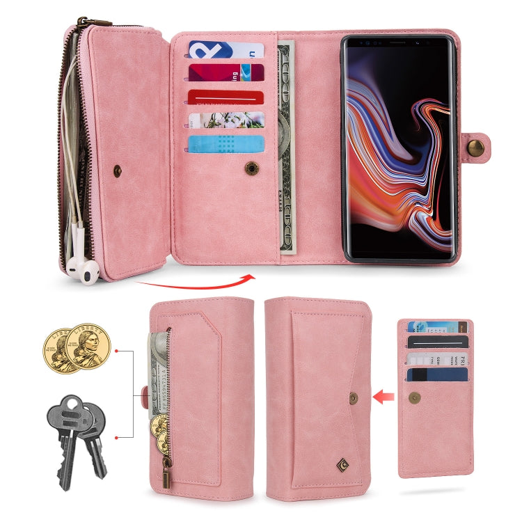 For Samsung Galaxy Note9 Multi-functional Zipper Wallet Leather Phone Case(Pink) - Galaxy Phone Cases by PMC TechLife | Online Shopping South Africa | PMC TechLife