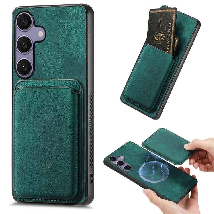 For Samsung Galaxy S25 5G Retro Leather Card Bag Magnetic Phone Case(Green) - Galaxy S25 5G Cases by PMC Jewellery | Online Shopping South Africa | PMC Jewellery | Buy Now Pay Later Mobicred