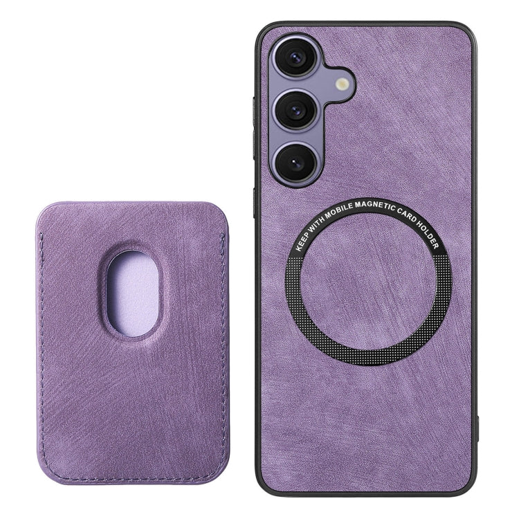 For Samsung Galaxy S25 5G Retro Leather Card Bag Magnetic Phone Case(Purple) - Galaxy S25 5G Cases by PMC Jewellery | Online Shopping South Africa | PMC Jewellery | Buy Now Pay Later Mobicred