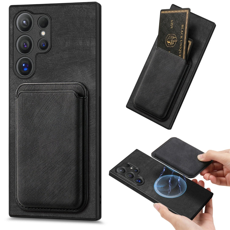 For Samsung Galaxy S25 Ultra 5G Retro Leather Card Bag Magnetic Phone Case(Black) - Galaxy S25 Ultra 5G Cases by PMC Jewellery | Online Shopping South Africa | PMC Jewellery | Buy Now Pay Later Mobicred