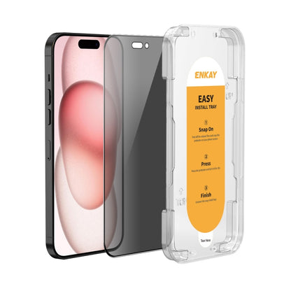 For iPhone 15 Plus / 16 Plus ENKAY Easy Install Anti-peeping Privacy Full Screen Tempered Glass Film - iPhone 15 Plus Tempered Glass by ENKAY | Online Shopping South Africa | PMC Jewellery | Buy Now Pay Later Mobicred