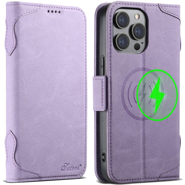 For iPhone 12 Pro Max SUTENI J07 Multifunctional Horizontal Flip Magsafe Leather Phone Case(Purple) - iPhone 12 Pro Max Cases by Suteni | Online Shopping South Africa | PMC Jewellery | Buy Now Pay Later Mobicred