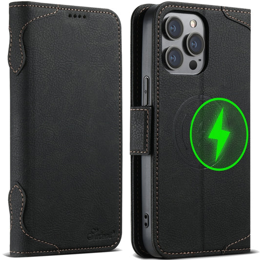 For iPhone 14 Pro SUTENI J07 Multifunctional Horizontal Flip Magsafe Leather Phone Case(Black) - iPhone 14 Pro Cases by Suteni | Online Shopping South Africa | PMC Jewellery | Buy Now Pay Later Mobicred