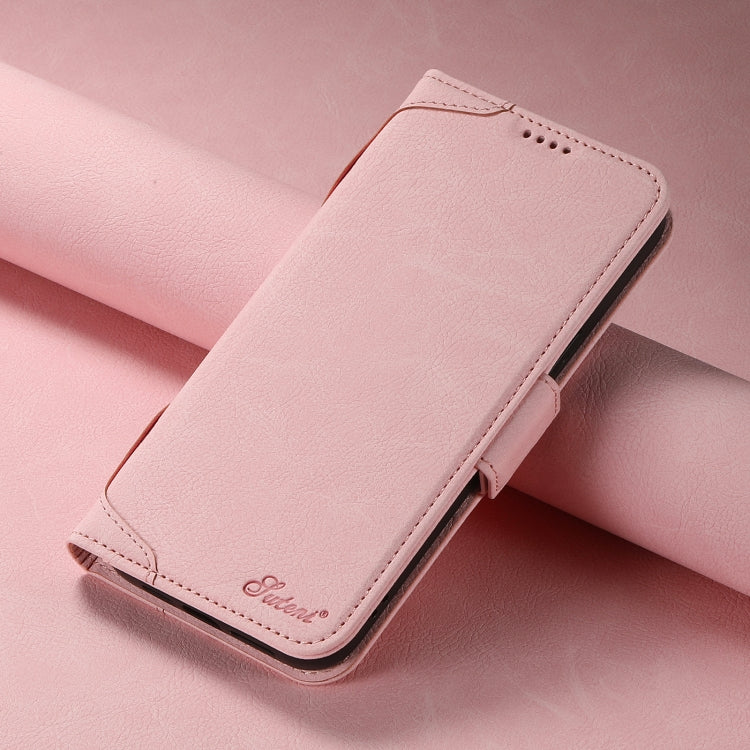 For iPhone 14 Plus SUTENI J07 Multifunctional Horizontal Flip Magsafe Leather Phone Case(Pink) - iPhone 14 Plus Cases by Suteni | Online Shopping South Africa | PMC Jewellery | Buy Now Pay Later Mobicred