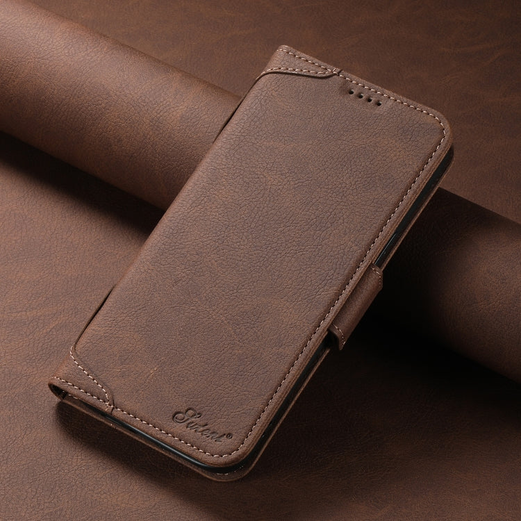 For iPhone 14 Pro Max SUTENI J07 Multifunctional Horizontal Flip Magsafe Leather Phone Case(Brown) - free shipping - PMC Jewellery - Order now!