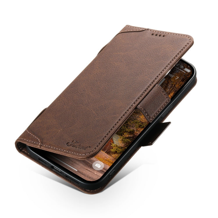 For iPhone 14 Pro Max SUTENI J07 Multifunctional Horizontal Flip Magsafe Leather Phone Case(Brown) - free shipping - PMC Jewellery - Order now!
