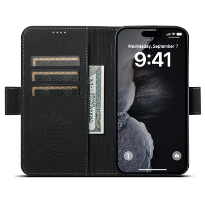 For iPhone 15 Plus SUTENI J07 Multifunctional Horizontal Flip Magsafe Leather Phone Case(Black) - iPhone 15 Plus Cases by Suteni | Online Shopping South Africa | PMC Jewellery | Buy Now Pay Later Mobicred