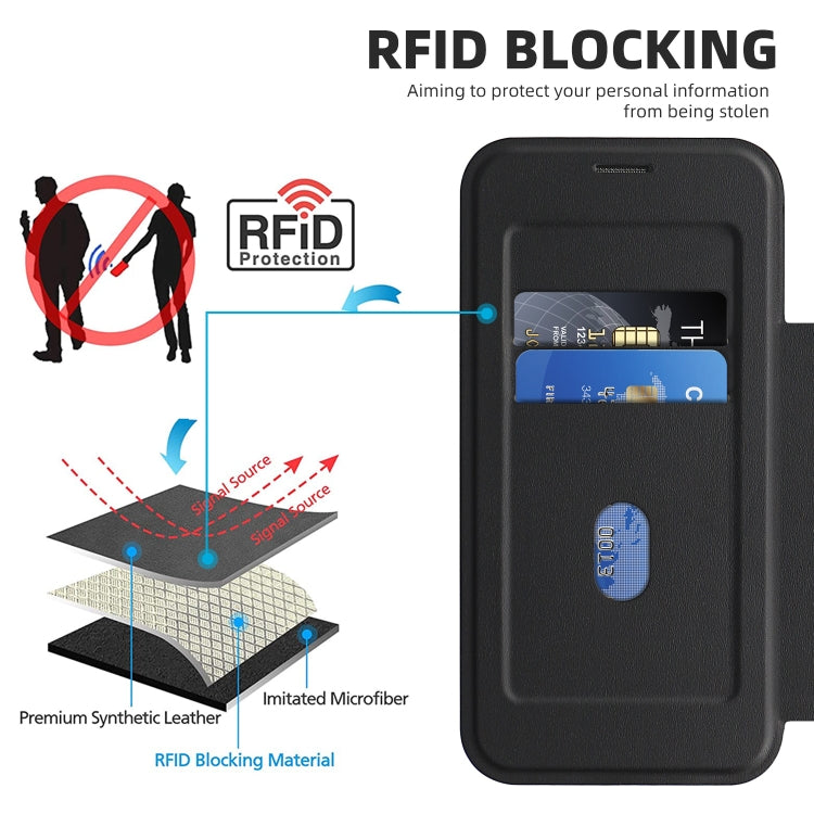 For iPhone 15 Colored Shield MagSafe Magnetic RFID Anti-theft Leather Phone Case(Black) - iPhone 15 Cases by PMC TechLife | Online Shopping South Africa | PMC TechLife