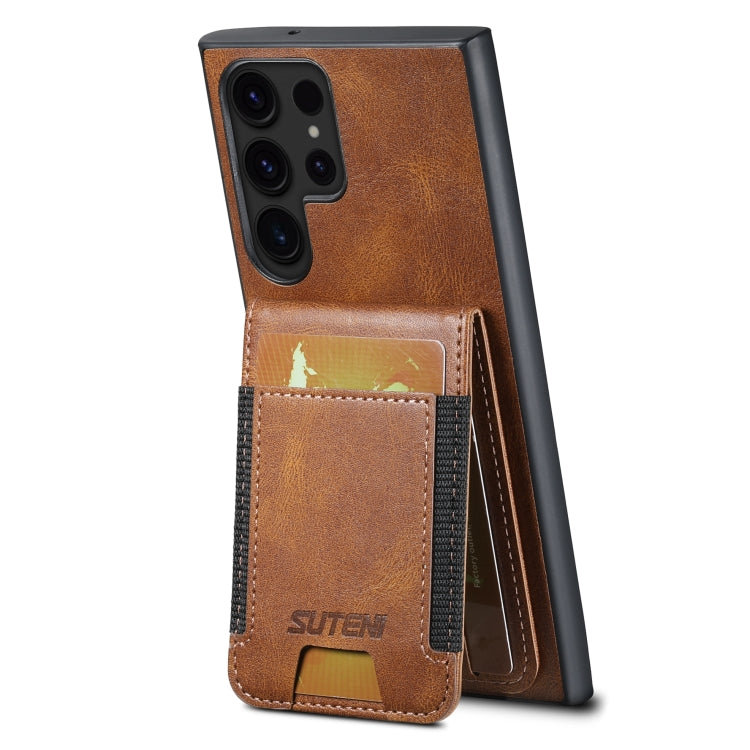 For Samsung Galaxy S24 Ultra 5G Suteni H03 Oil Wax Leather Wallet Stand Back Phone Case(Brown) - Galaxy S24 Ultra 5G Cases by Suteni | Online Shopping South Africa | PMC Jewellery | Buy Now Pay Later Mobicred