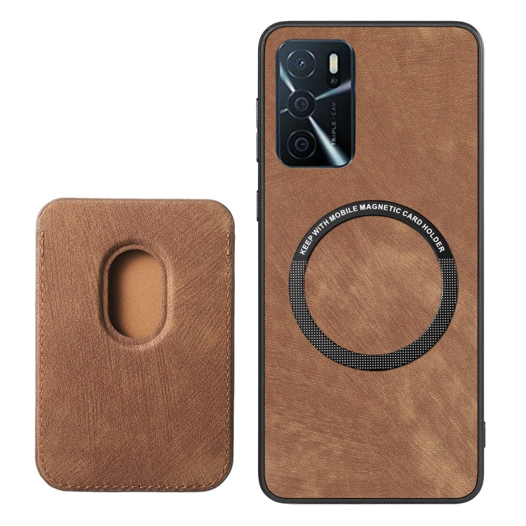 For OPPO A58 4G Retro Leather Card Bag Magnetic Phone Case(Brown) - OPPO Cases by PMC Jewellery | Online Shopping South Africa | PMC Jewellery | Buy Now Pay Later Mobicred